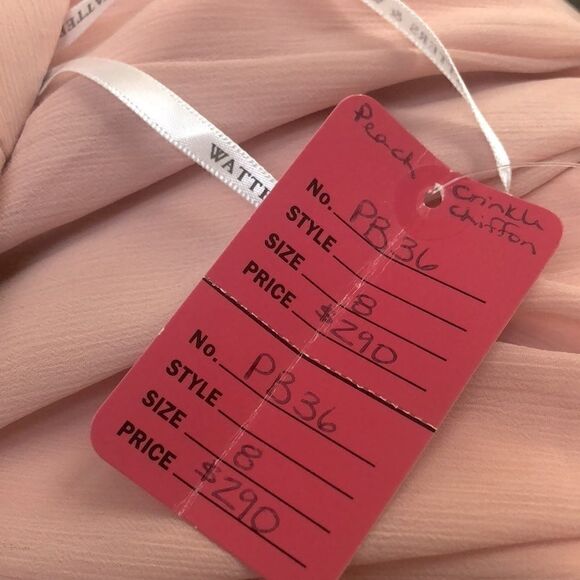 WATTERS NANCY 9540i CRINKLE CHIFFON STRAPLESS BRIDESMAID PROM FORMAL DRESS SZ 8 - Picture 11 of 16